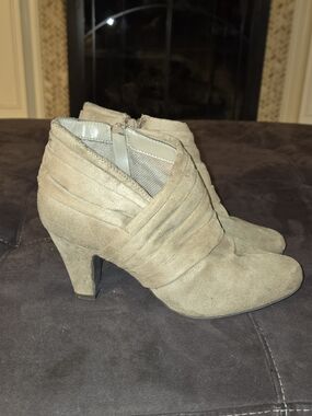 Dex Flex Women’s Taupe Suede Ankle Boots - Classic Heeled Booties
